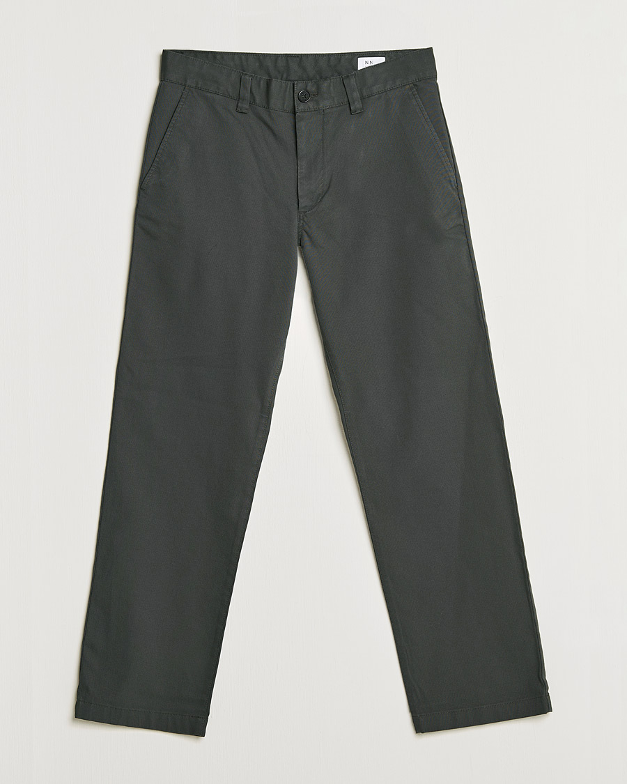 Men | Trousers | NN07 | Alex Straight Fit Cotton Chinos Dark Army