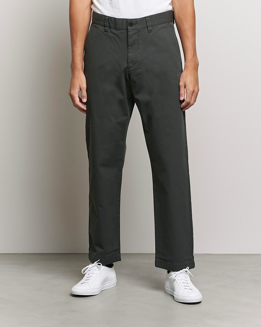 Men | Trousers | NN07 | Alex Straight Fit Cotton Chinos Dark Army