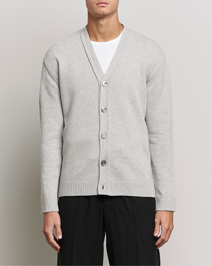 Men | Sweaters & Knitwear | NN07 | Bjorn Lambswool Cardigan Light Grey Melange