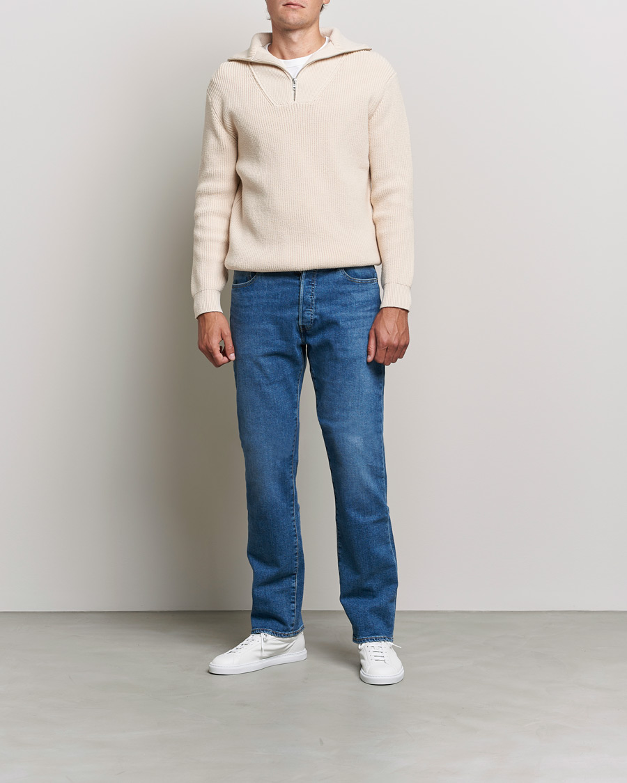 Men | Sweaters & Knitwear | NN07 | Roman Merino Heavy Knitted Half Zip Off White