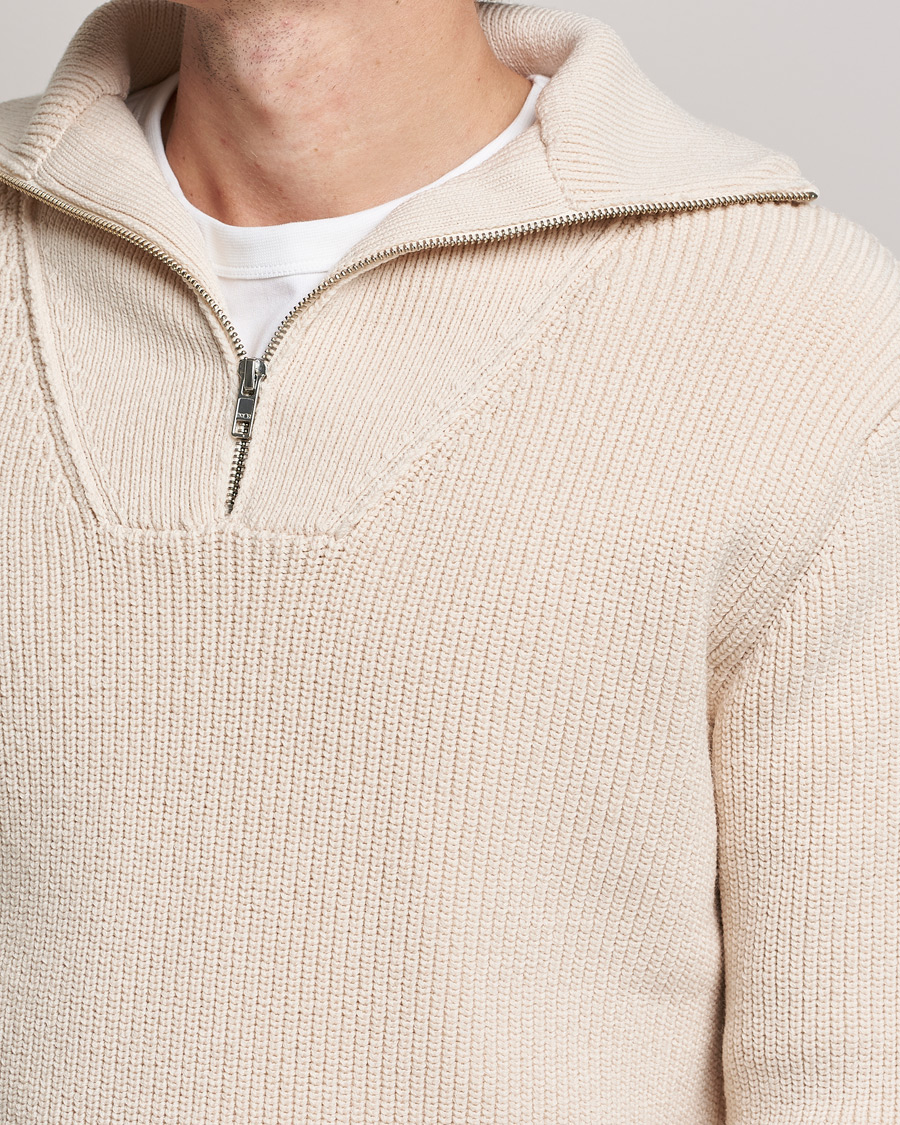 Men | Sweaters & Knitwear | NN07 | Roman Merino Heavy Knitted Half Zip Off White