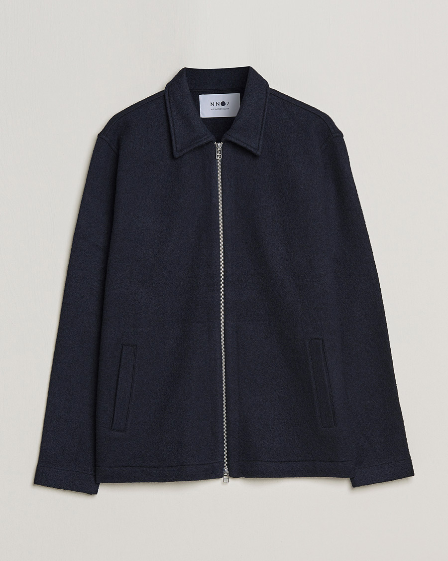 Men | Sweaters & Knitwear | NN07 | Ivan Boiled Wool Full Zip Navy