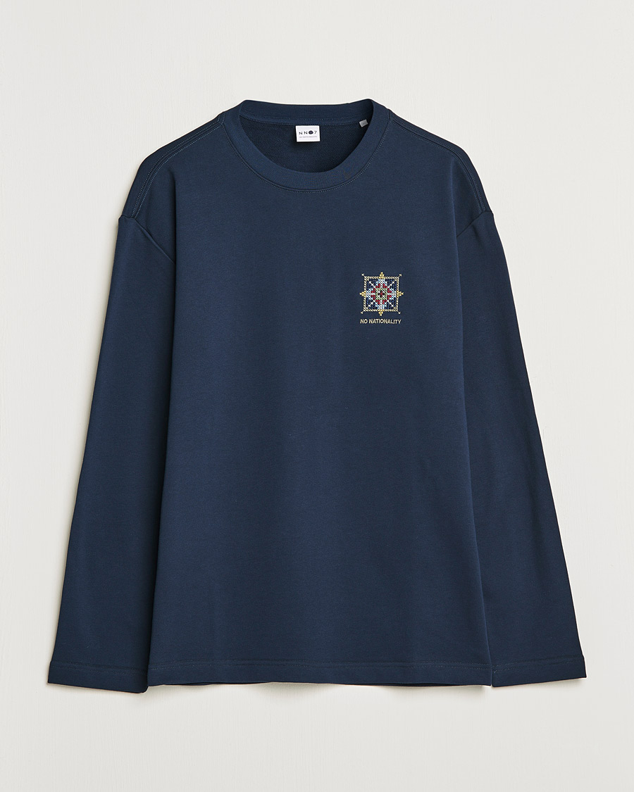 Men | T-Shirts | NN07 | Alan Heavy Logo Long Sleeve T-Shirt Navy