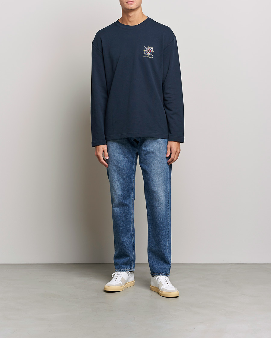 Men | T-Shirts | NN07 | Alan Heavy Logo Long Sleeve T-Shirt Navy