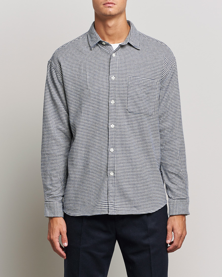 Men | Shirts | NN07 | Deon Houndstooth Shirt Blue/White