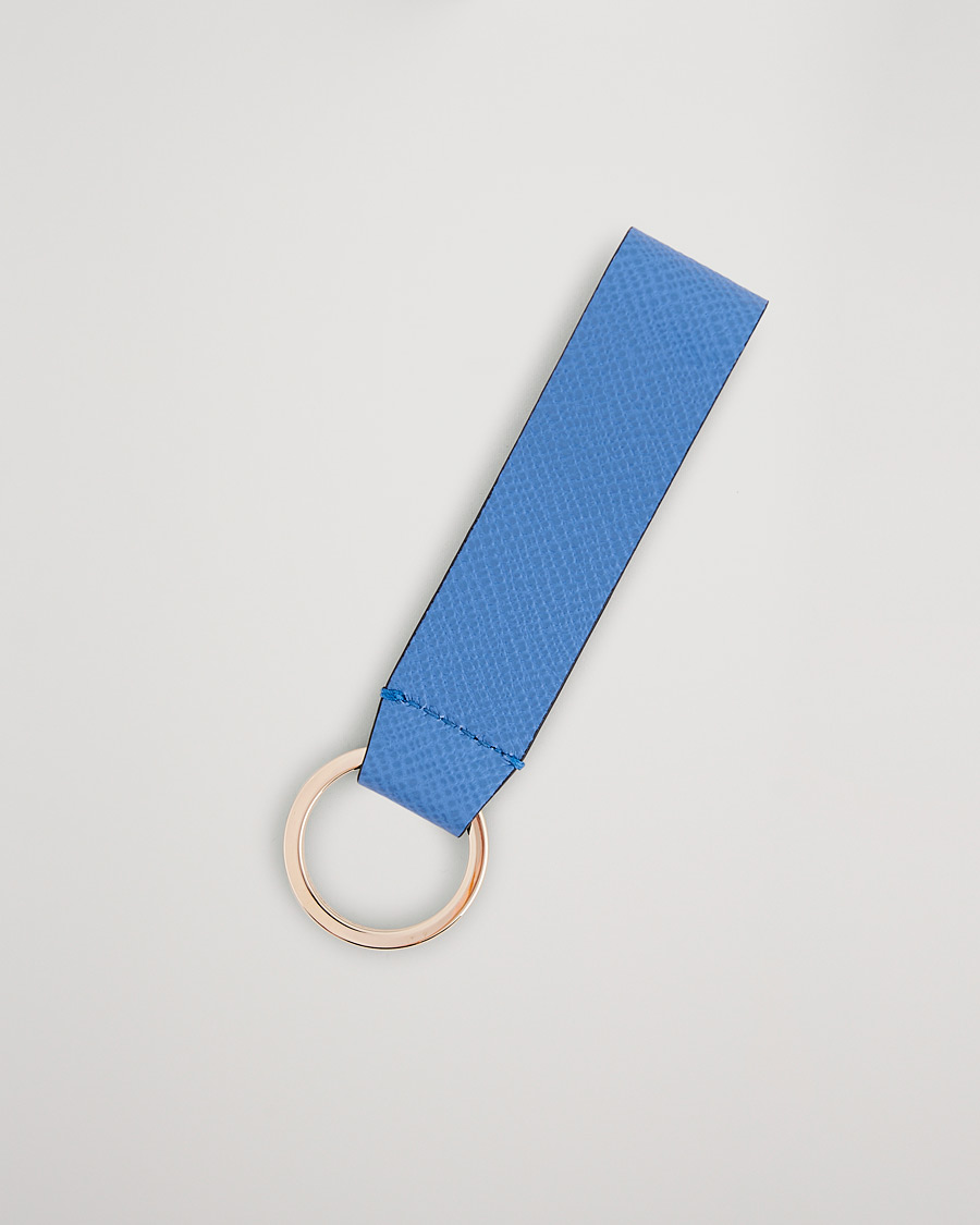 Men | Keychains | Smythson | Panama Leather Keyring Nile Blue