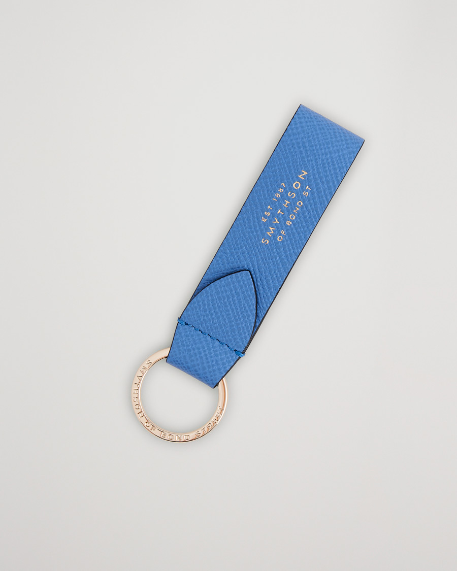 Men | Keychains | Smythson | Panama Leather Keyring Nile Blue
