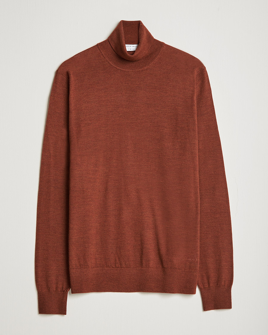 Men | Sweaters & Knitwear | Tiger of Sweden | Neville Extra Fine Merino Polo Henna