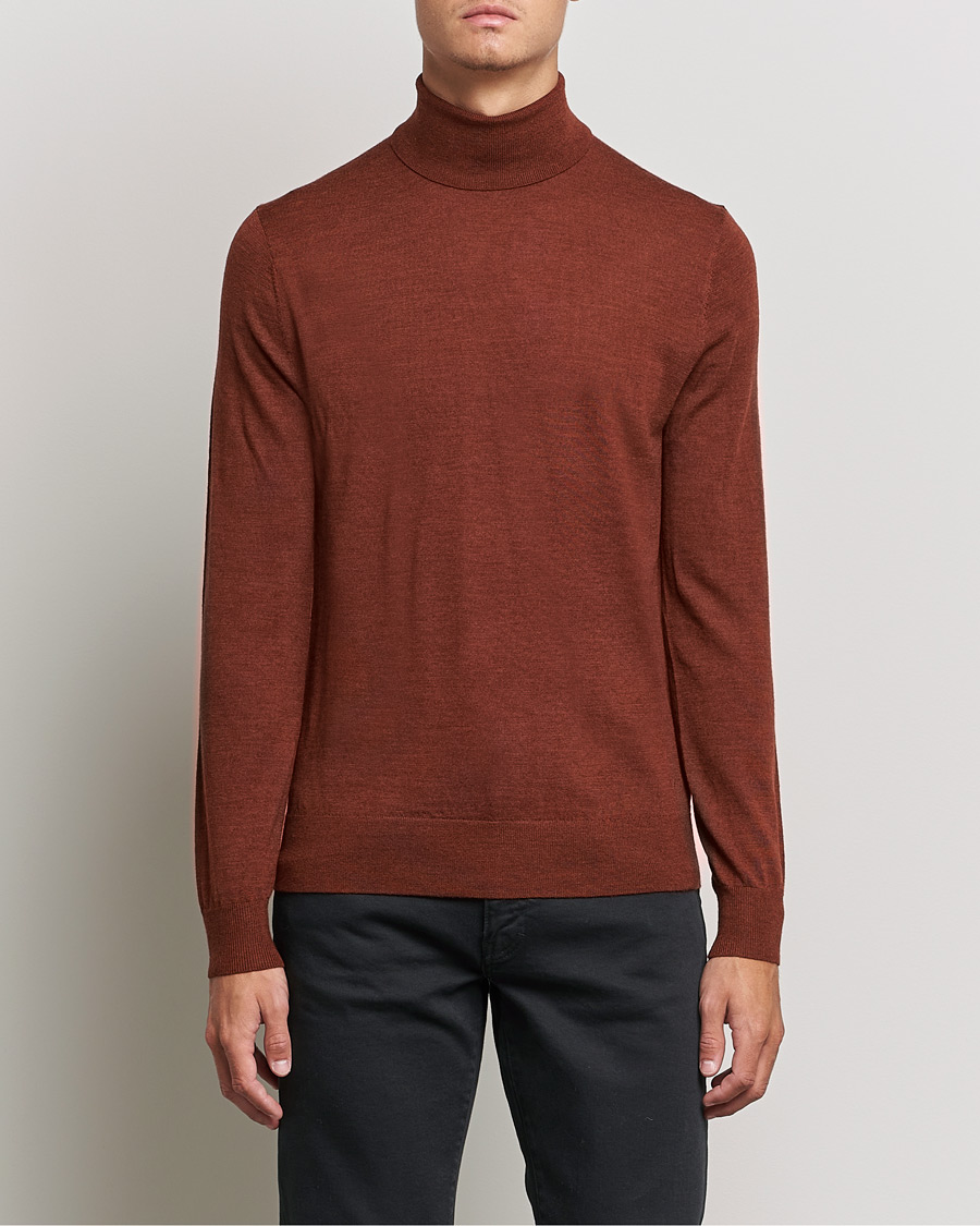 Men | Sweaters & Knitwear | Tiger of Sweden | Neville Extra Fine Merino Polo Henna