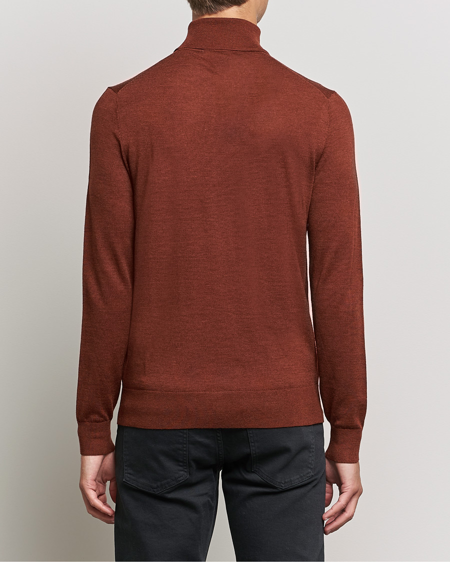 Men | Sweaters & Knitwear | Tiger of Sweden | Neville Extra Fine Merino Polo Henna