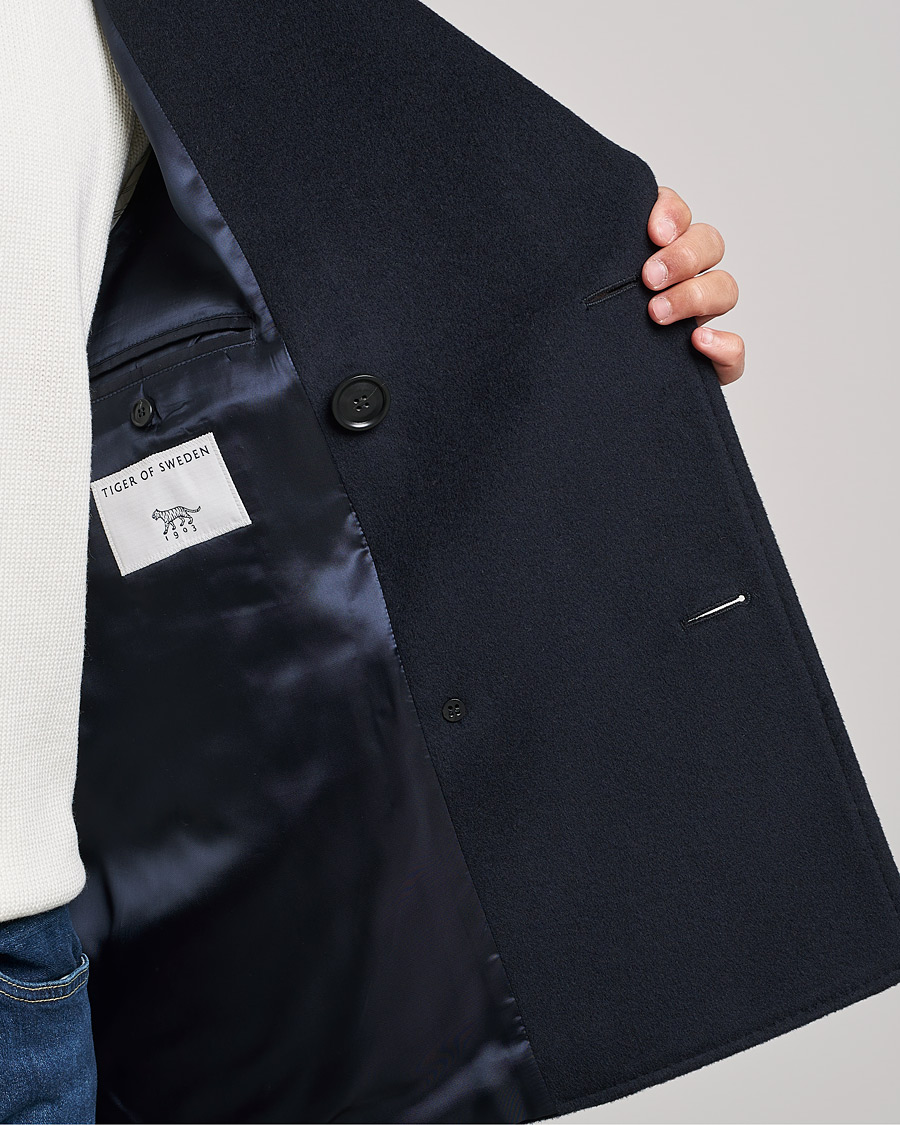 Men | Coats & Jackets | Tiger of Sweden | Eerik Wool Peacoat Light Ink