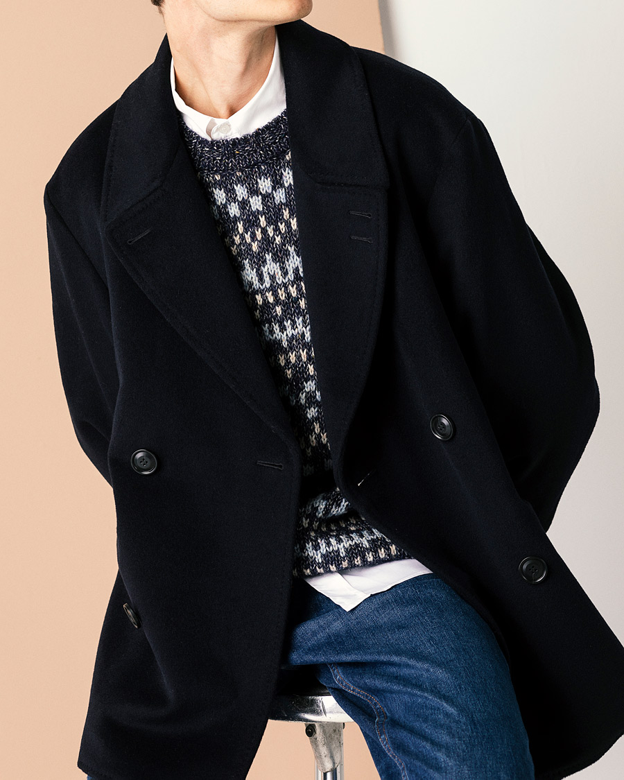 Men | Coats & Jackets | Tiger of Sweden | Eerik Wool Peacoat Light Ink
