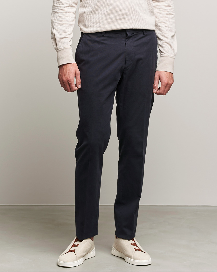 Men | Trousers | Zegna | Premium Cotton Chinos Navy