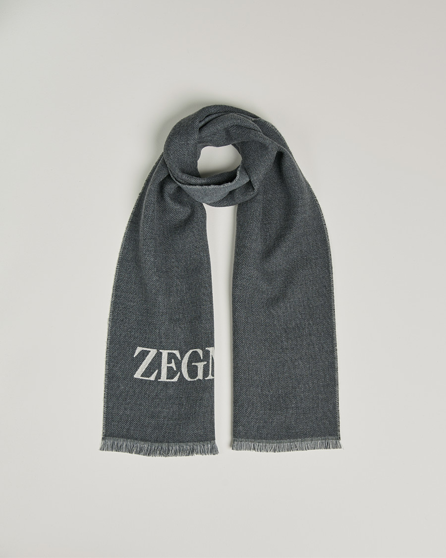 Men | Zegna Bicolor Wool Scarf Dark Grey | Zegna | Bicolor Wool Scarf Dark Grey
