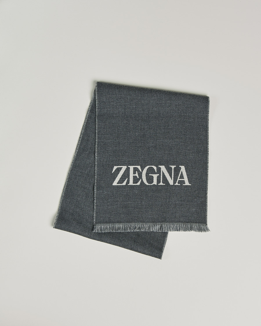Men | Zegna Bicolor Wool Scarf Dark Grey | Zegna | Bicolor Wool Scarf Dark Grey