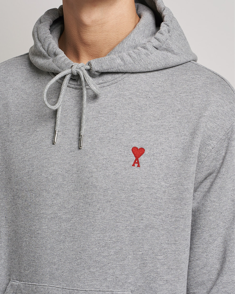 Men | Sweaters & Knitwear | AMI | Heart Logo Hoodie Heather Grey