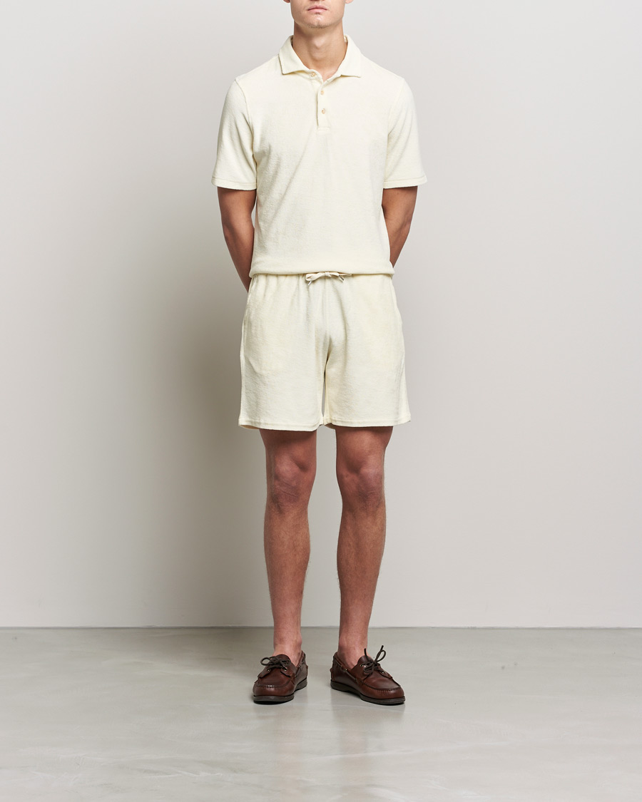 Men | Polo Shirts | Stenströms | Towelling Cotton Poloshirt Cream