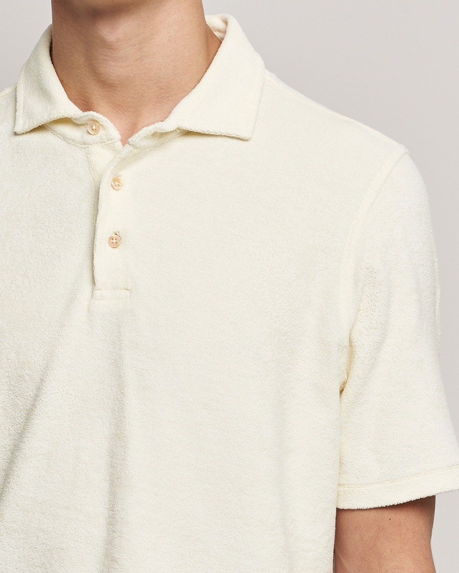 Men | Polo Shirts | Stenströms | Towelling Cotton Poloshirt Cream