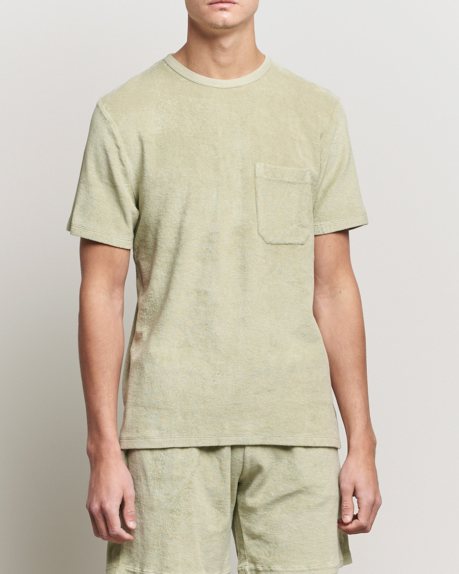 Men | T-Shirts | Stenströms | Towelling Cotton T-Shirt Olive