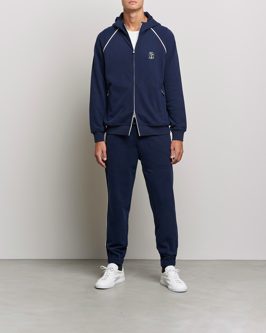 Men | Sweaters & Knitwear | Brunello Cucinelli | Soft Cotton Zip Sweater Cobalt Blue