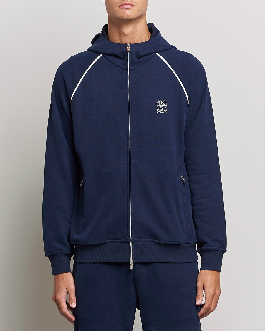 Men | Sweaters & Knitwear | Brunello Cucinelli | Soft Cotton Zip Sweater Cobalt Blue