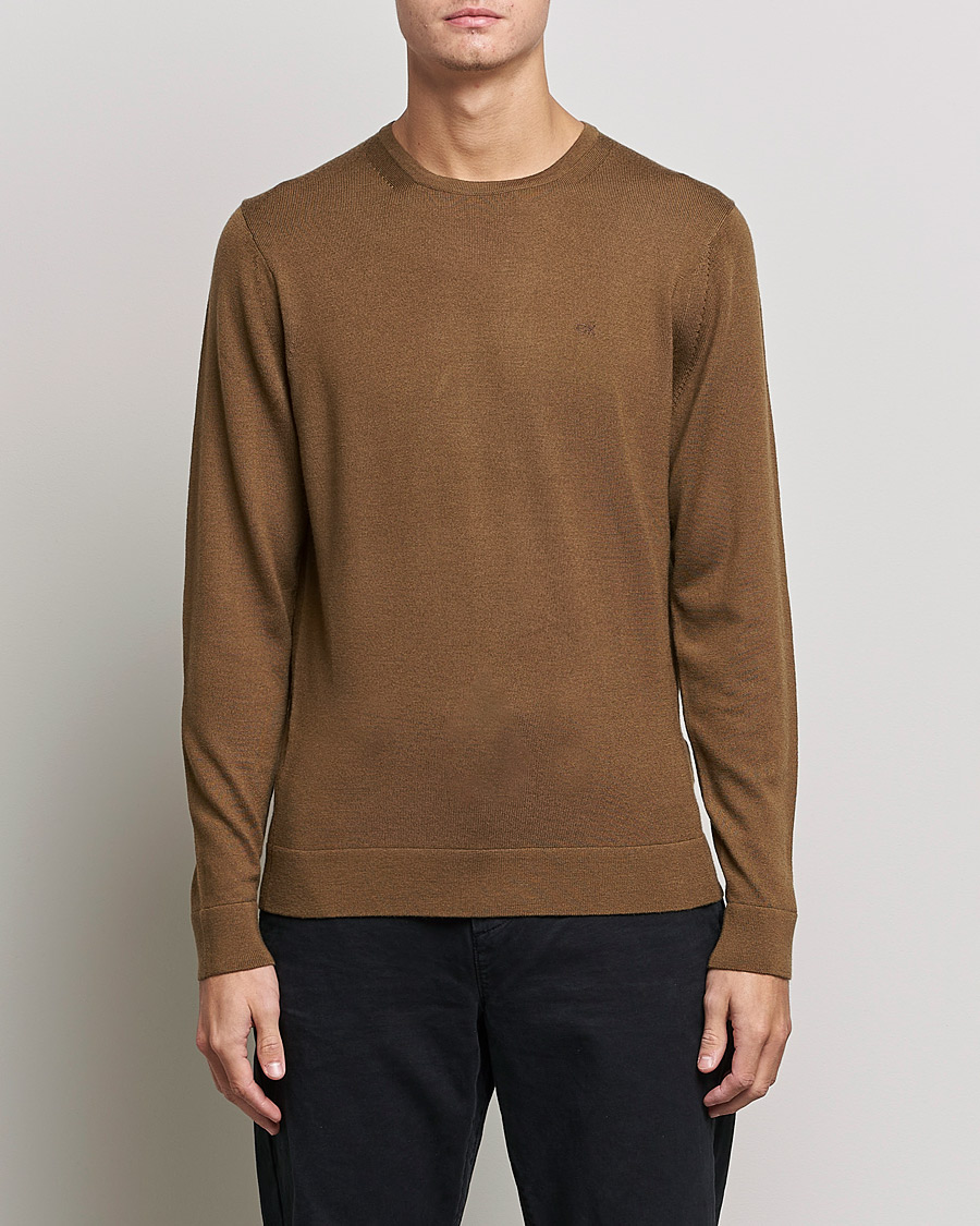 Men | Sweaters & Knitwear | Calvin Klein | Superior Wool Crew Neck Sweater Chester Brown