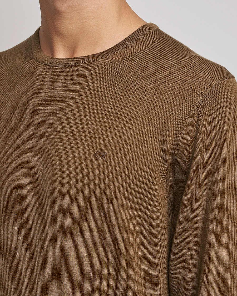Men | Sweaters & Knitwear | Calvin Klein | Superior Wool Crew Neck Sweater Chester Brown