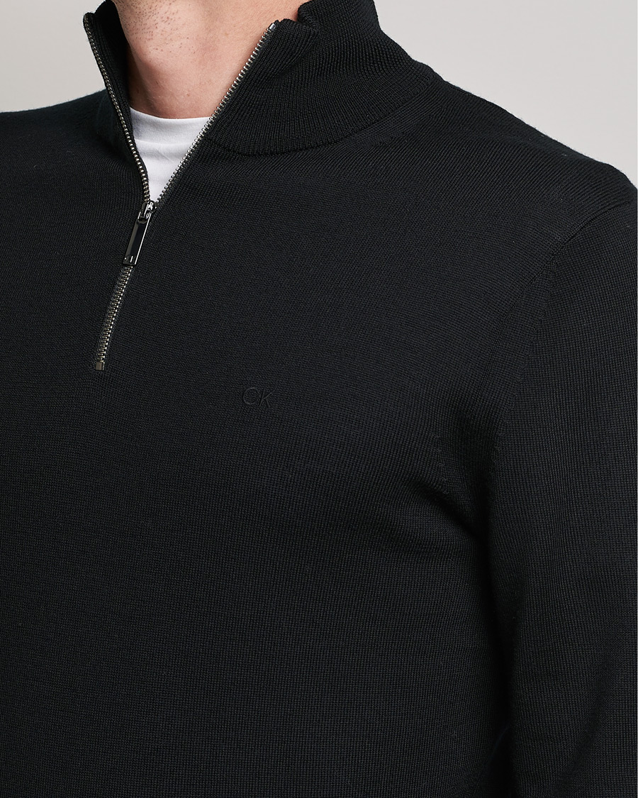 Men | Sweaters & Knitwear | Calvin Klein | Superior Wool Half Zip Sweater Black