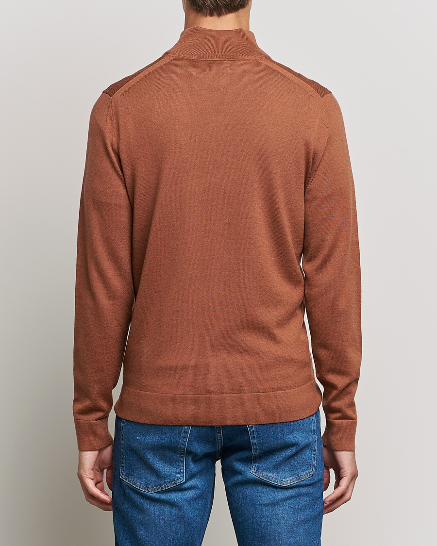 Men | Sweaters & Knitwear | Calvin Klein | Superior Wool Half Zip Sweater Caramel Red