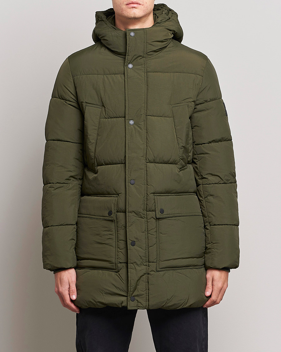 Men | Coats & Jackets | Calvin Klein | Crinkle Nylon Long Puffer Jacker Dark Olive