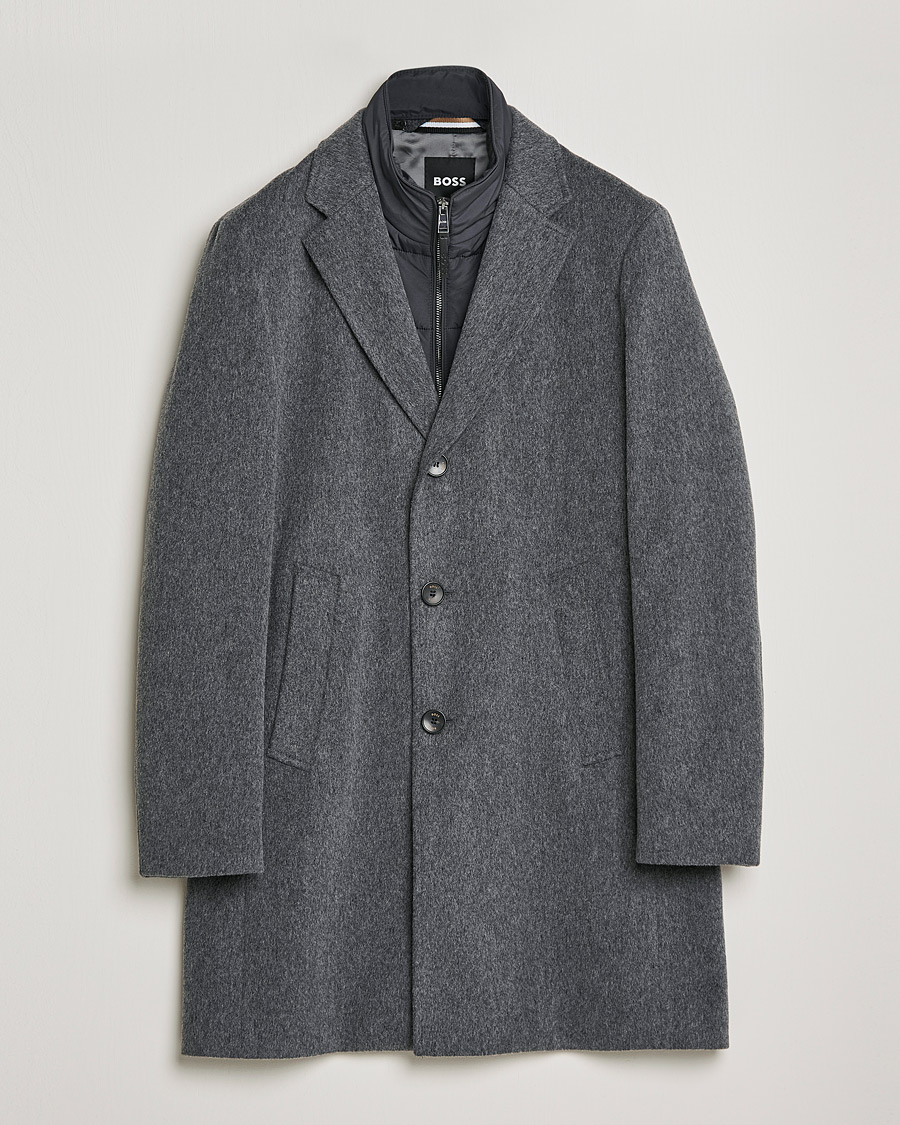 Men | Coats & Jackets | BOSS BLACK | BOSS Hyde Wool/Cashmere Stand Up Collar Coat Silver