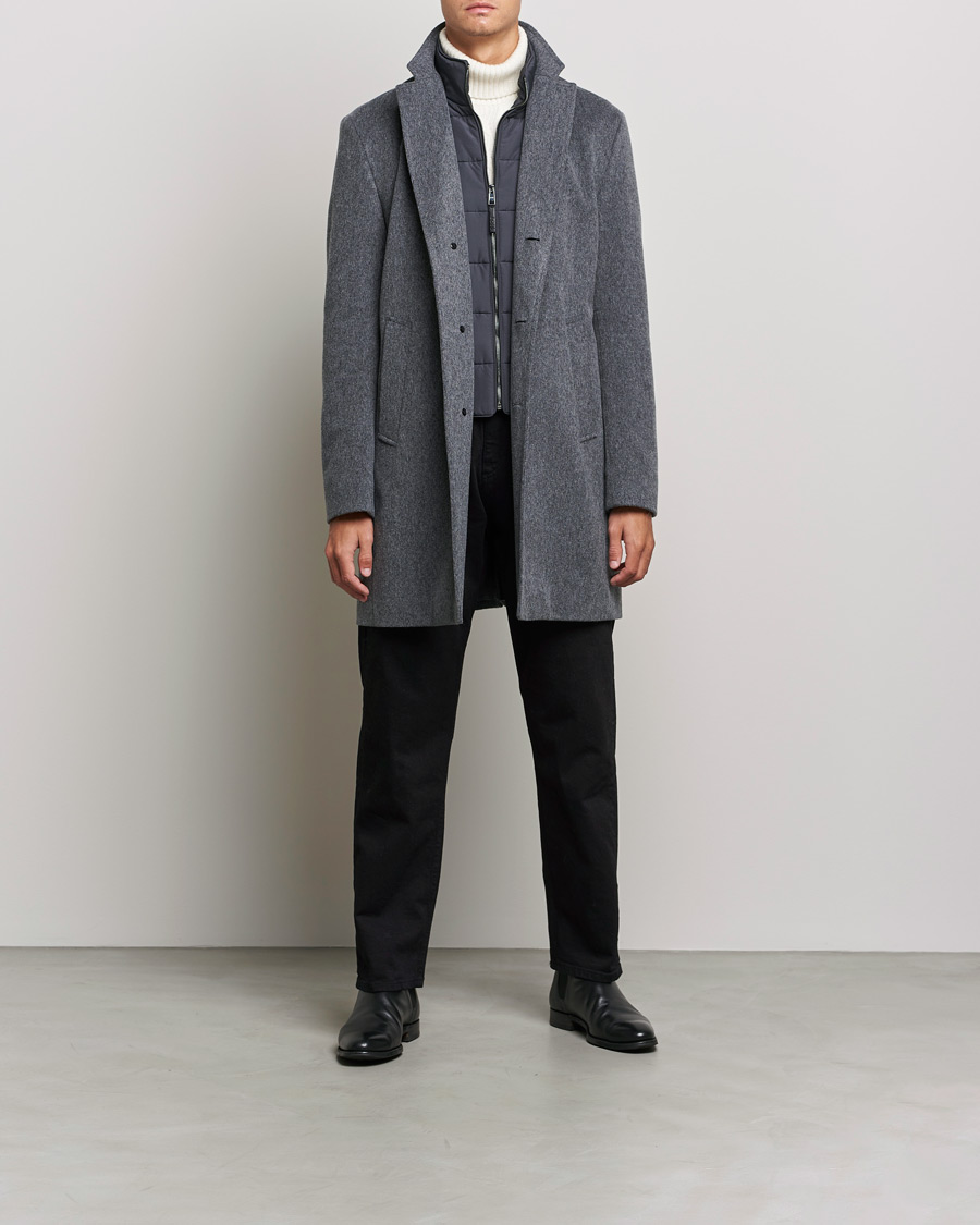 Men | Coats & Jackets | BOSS BLACK | BOSS Hyde Wool/Cashmere Stand Up Collar Coat Silver