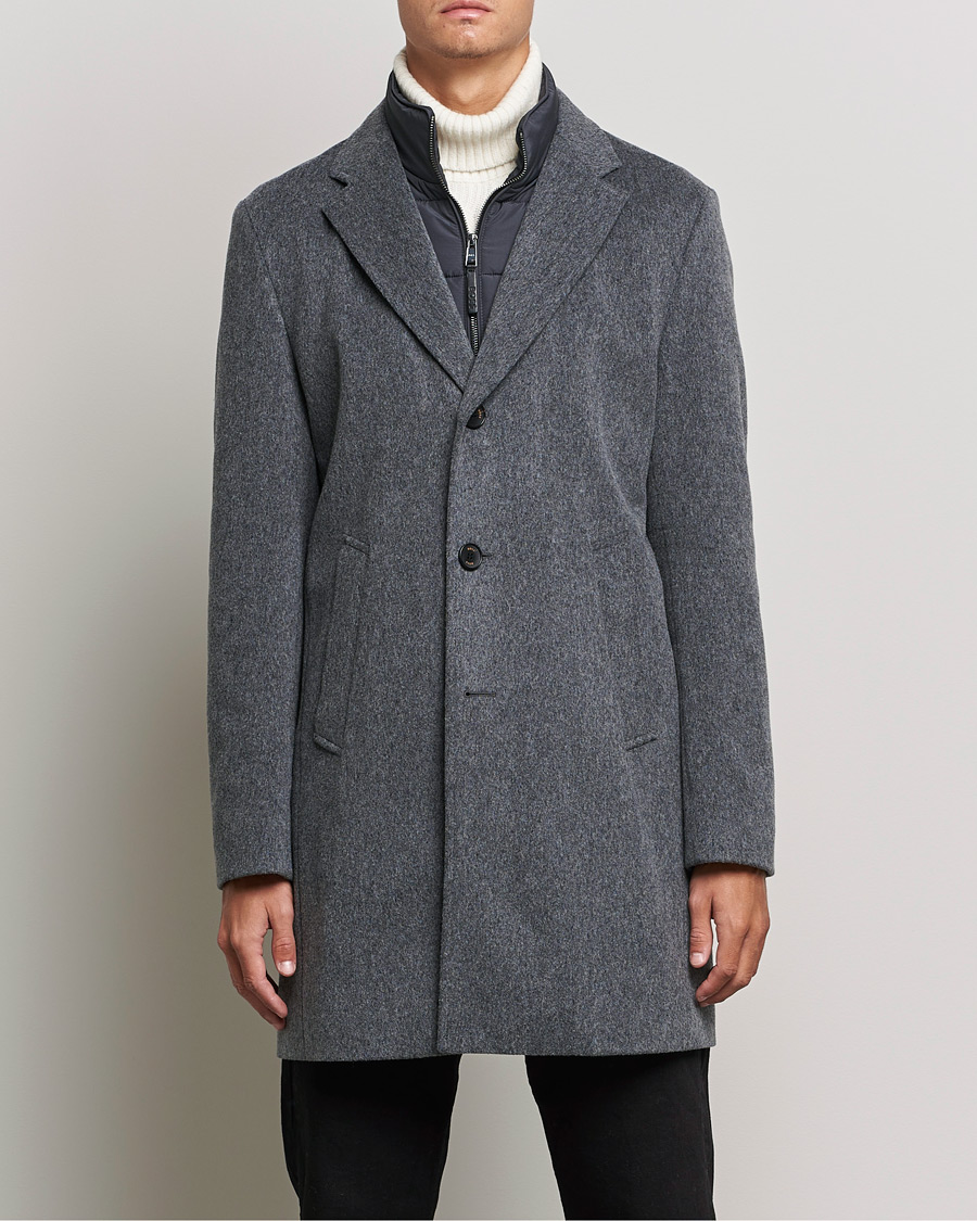 Men | Coats & Jackets | BOSS BLACK | BOSS Hyde Wool/Cashmere Stand Up Collar Coat Silver