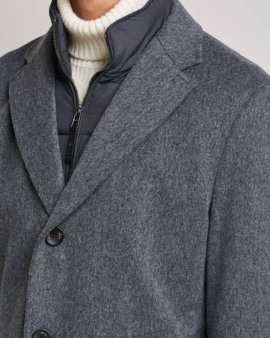 Men | Coats & Jackets | BOSS BLACK | BOSS Hyde Wool/Cashmere Stand Up Collar Coat Silver
