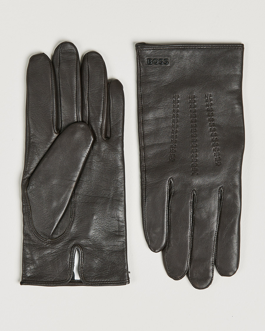 Men | Hainz Leather Gloves Medium Brown | BOSS BLACK | Hainz Leather Gloves Medium Brown