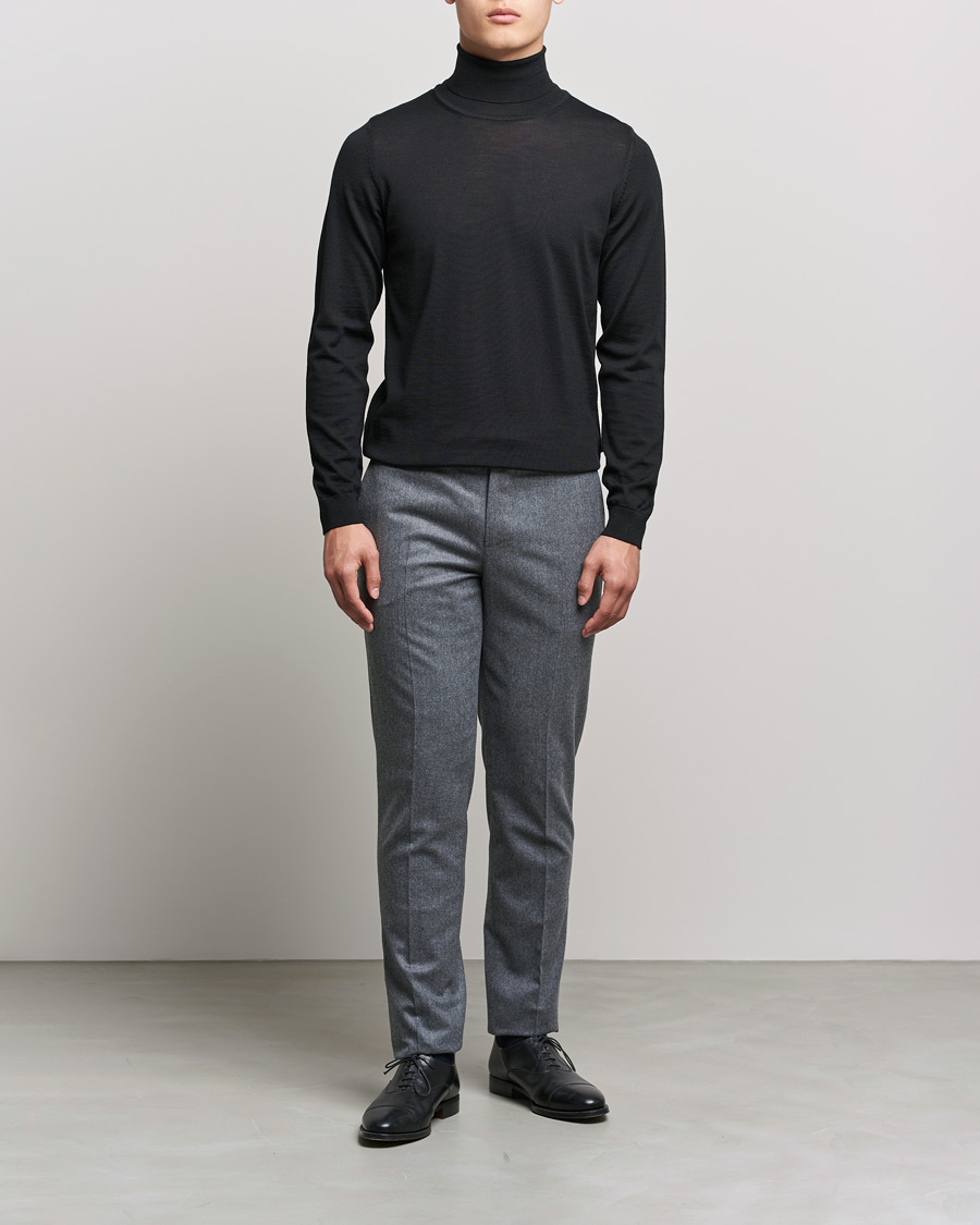 Men | Sweaters & Knitwear | BOSS BLACK | Musso Merino Polo Black