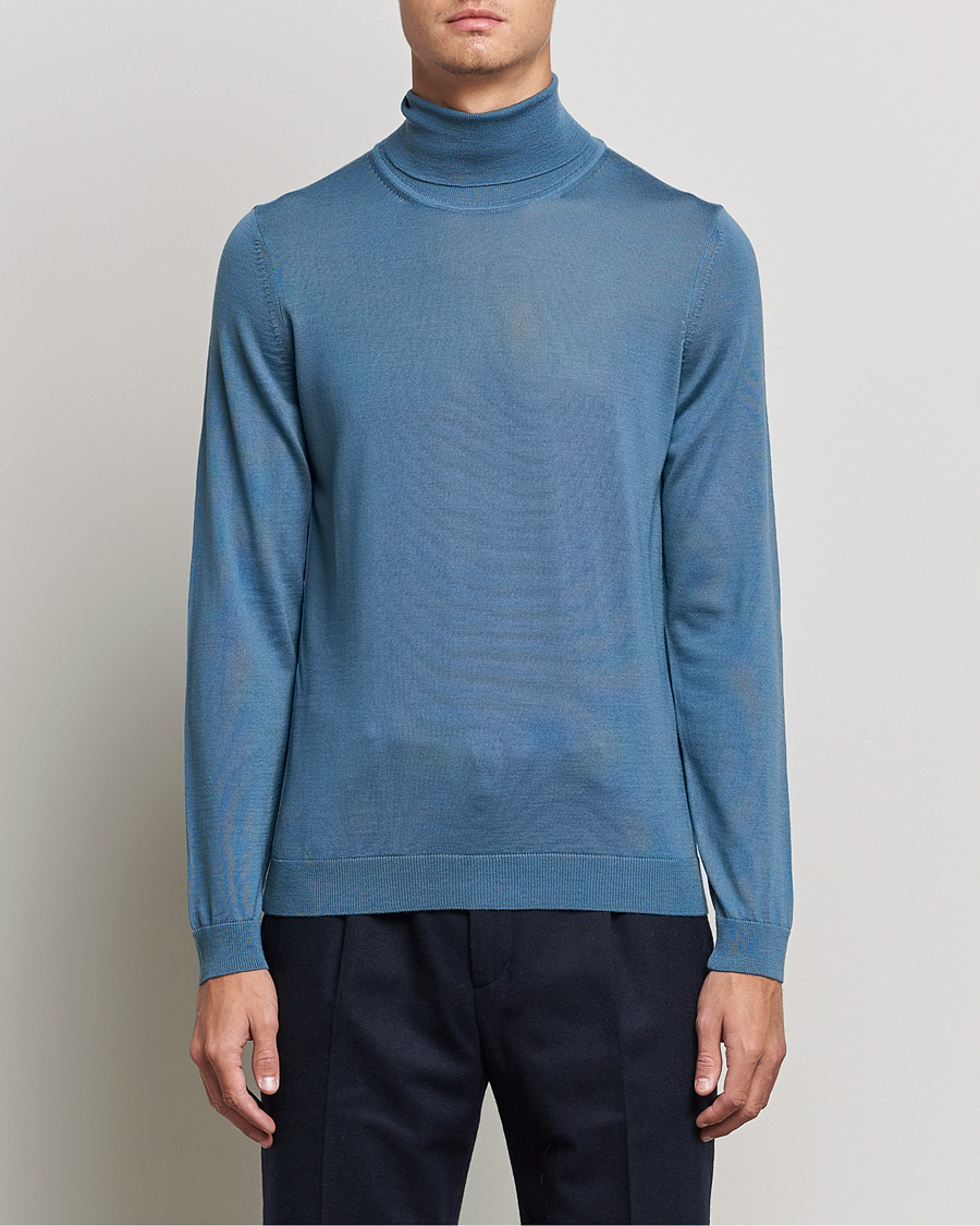 Men | Sweaters & Knitwear | BOSS BLACK | Musso Merino Polo Bright Blue