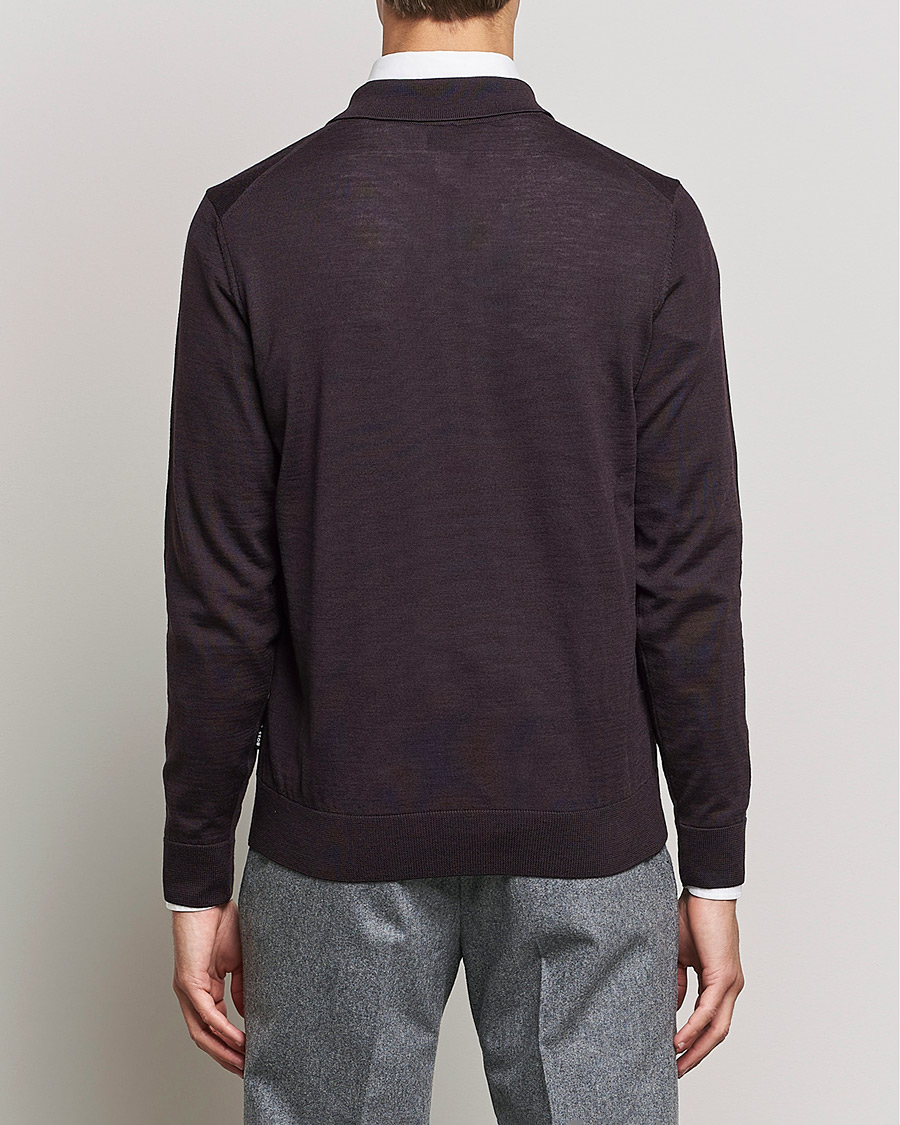 Men | Sweaters & Knitwear | BOSS BLACK | Lancione Merino Knitted Polo Medium Brown