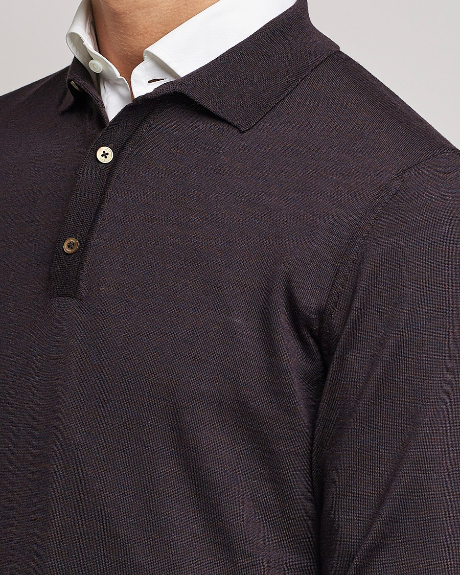 Men | Sweaters & Knitwear | BOSS BLACK | Lancione Merino Knitted Polo Medium Brown