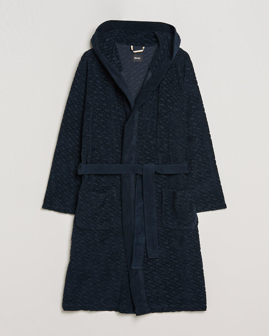 Men | Pyjamas & Robes | BOSS BLACK | BOSS Terry Robe Dark Blue