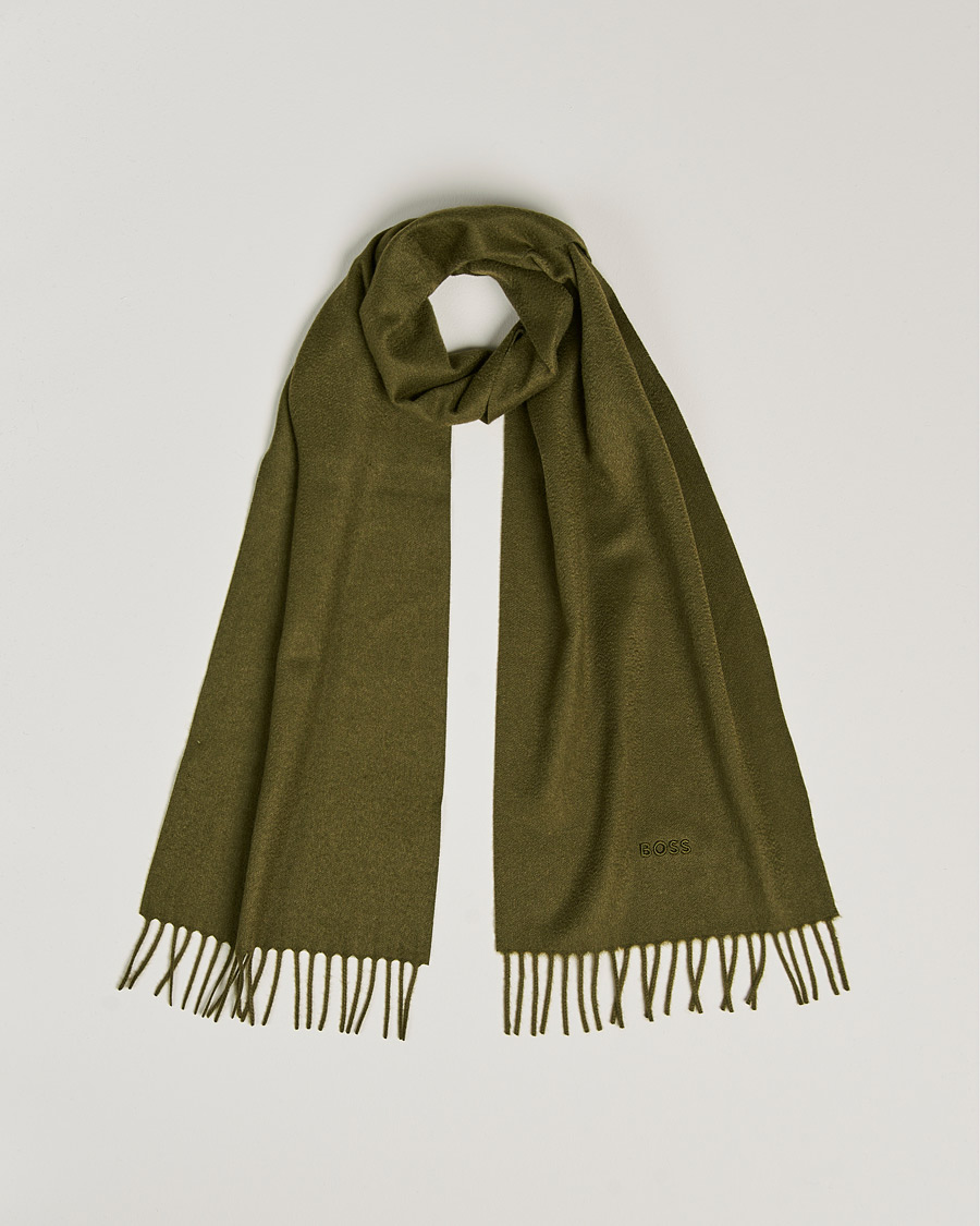 Men | Scottas Cashmere Scarf Open Green | BOSS BLACK | Scottas Cashmere Scarf Open Green