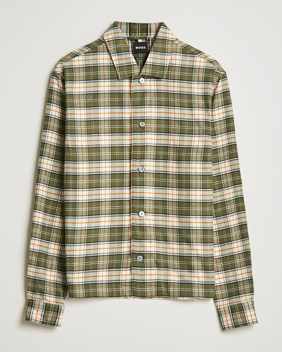Men | Shirts | BOSS BLACK | Nolan Check Flannel Shirt Open Green