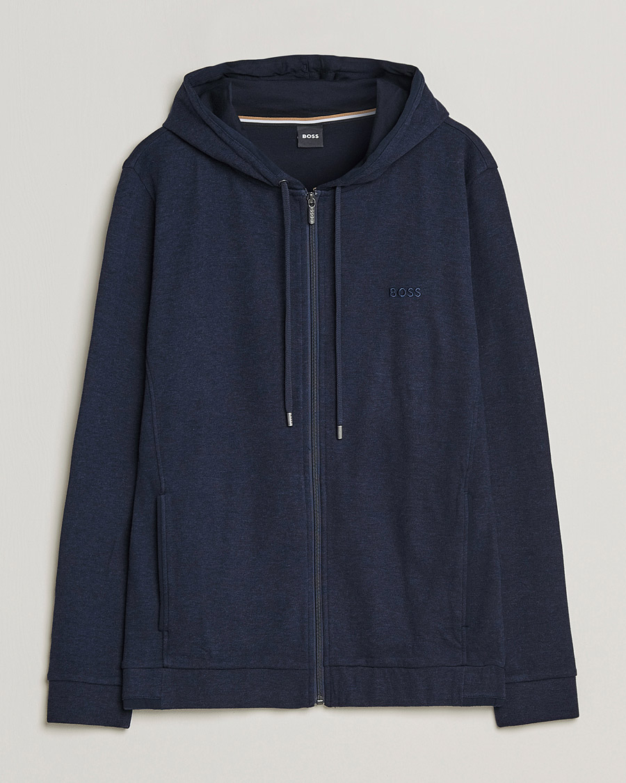 Men | Sweaters & Knitwear | BOSS BLACK | Cashmere Full Zip Hoodie Dark Blue