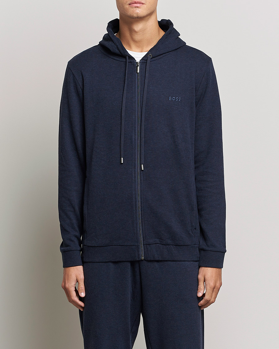 Men | Sweaters & Knitwear | BOSS BLACK | Cashmere Full Zip Hoodie Dark Blue
