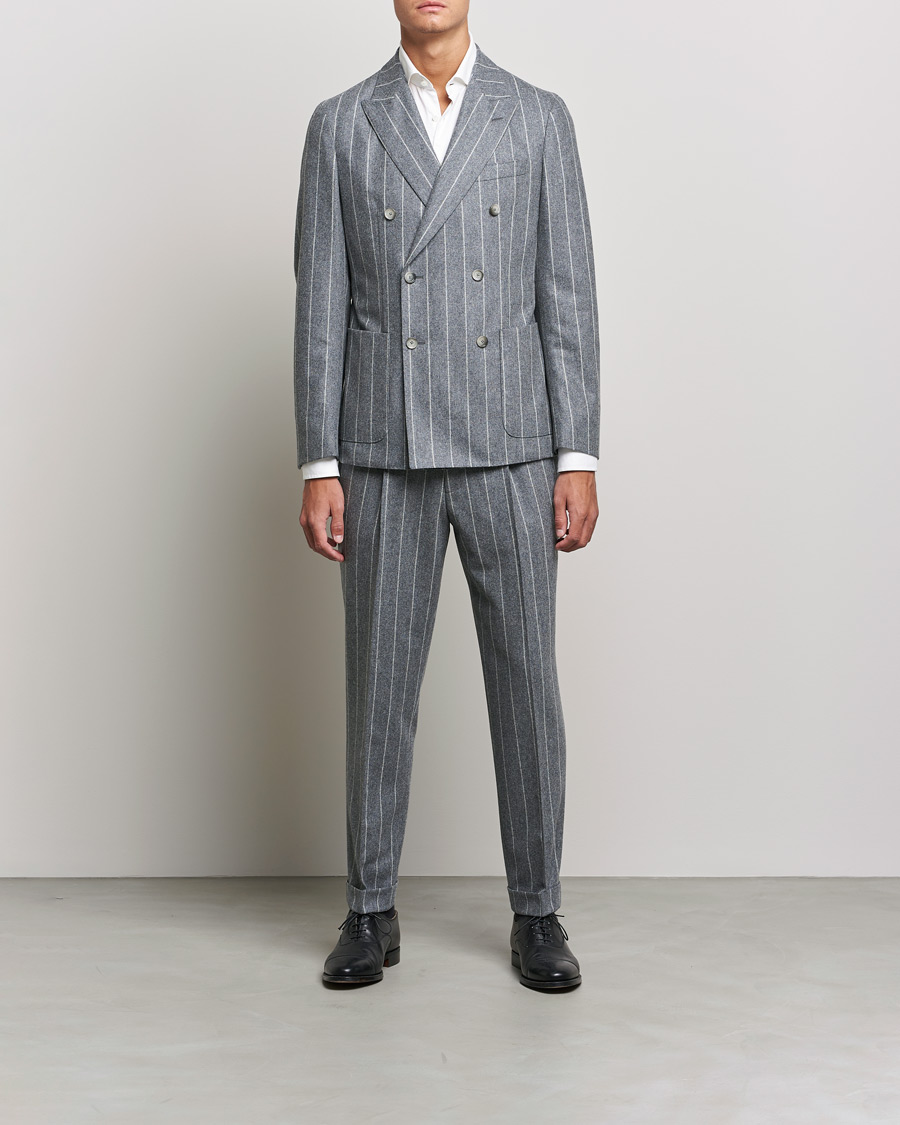 Men | Suits | BOSS BLACK | BOSS Hanry Wool Double Breasted Pinstripe Suit Medium Grey