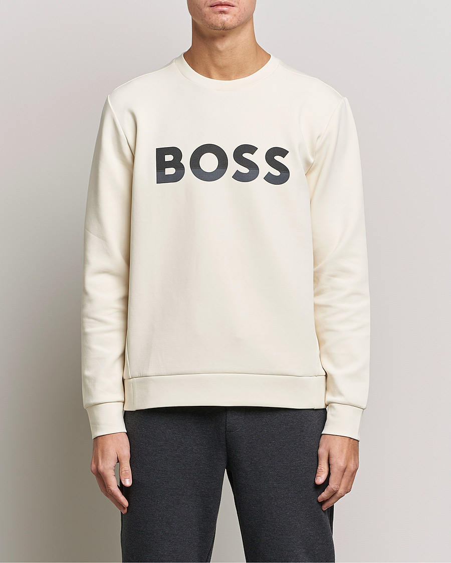 Men | Sweaters & Knitwear | BOSS GREEN | BOSS Athleisure Salbo Logo Sweatshirt Open White