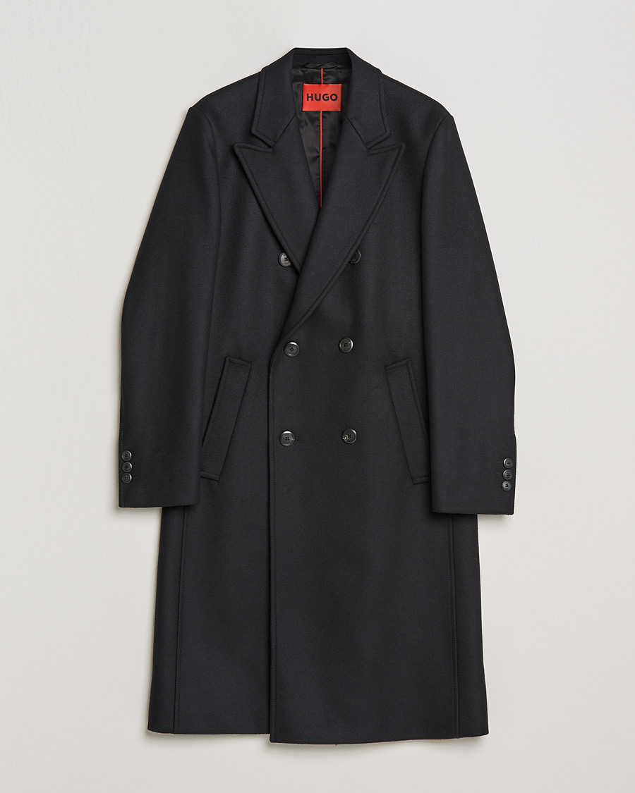Men | Coats & Jackets | HUGO | Miroy Wool Double Breasted Coat Black
