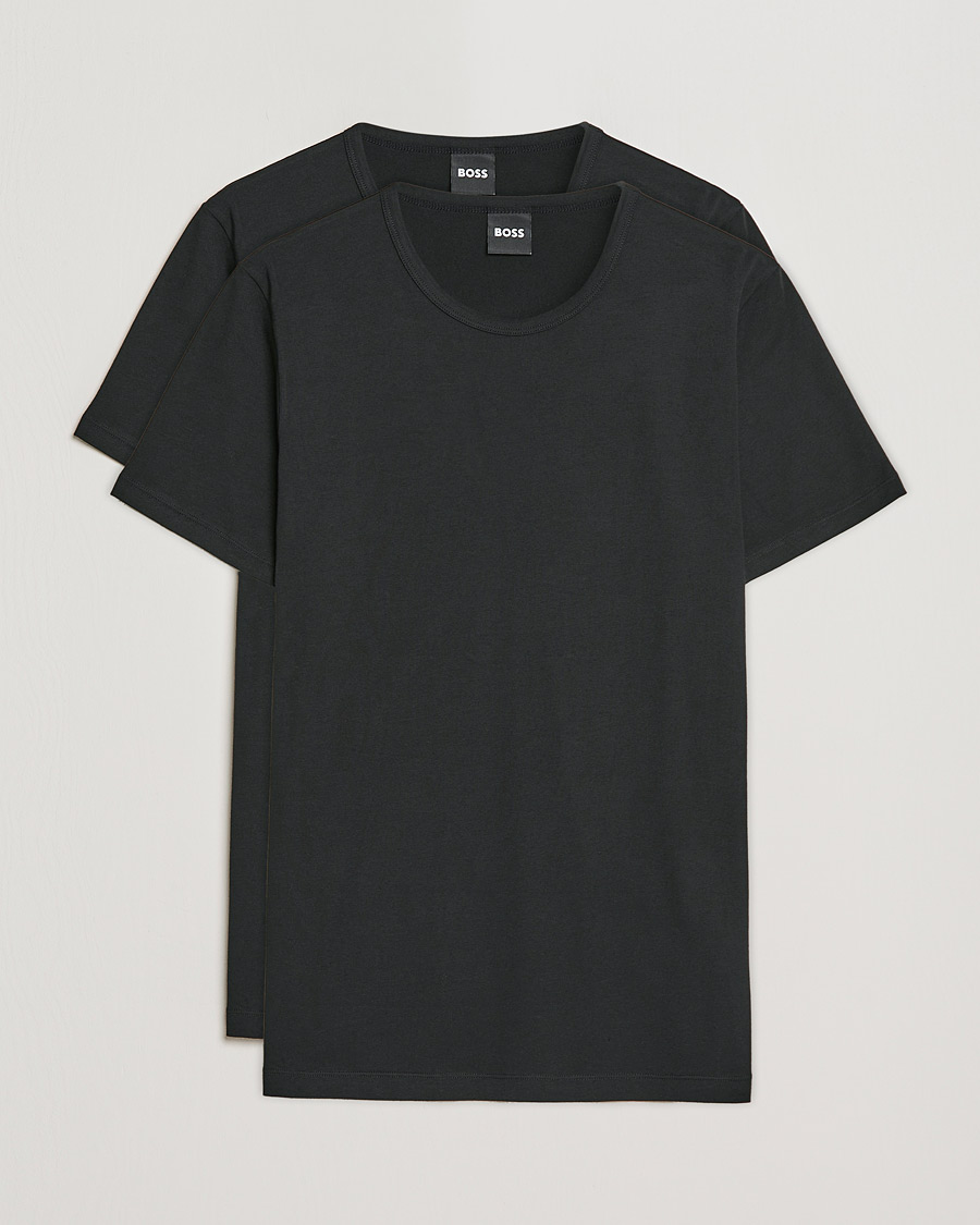Men | T-Shirts | BOSS BLACK | 2-Pack Crew Neck Slim Fit T-Shirt Black