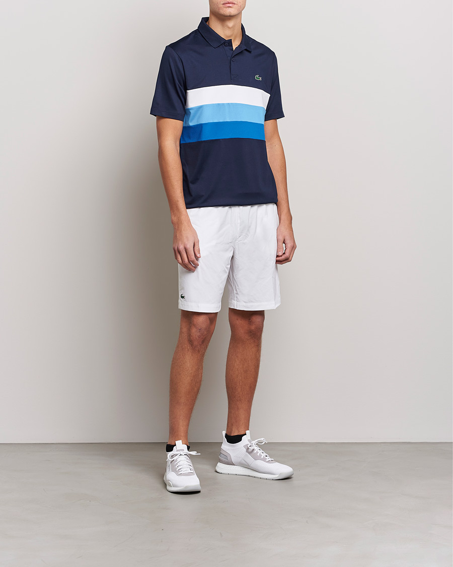 Men | Polo Shirts | Lacoste Sport | Performance Striped Polo Navy Blue