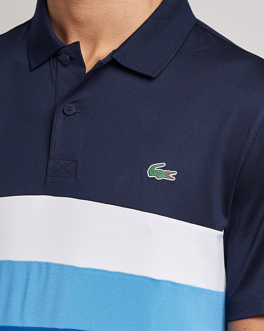 Men | Polo Shirts | Lacoste Sport | Performance Striped Polo Navy Blue